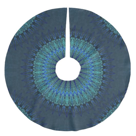 Dark Blue Mandala Polyester Weihnachtsbaumdecke (Vorderseite)
