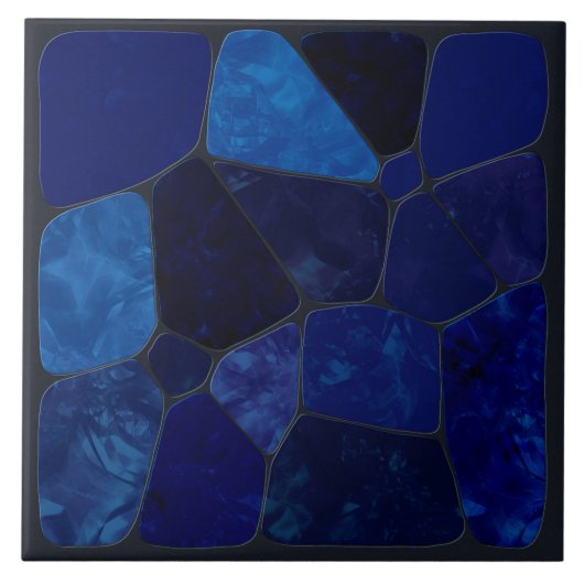 Dark Blue Marble Mosaik abstrakte Kunst Fliese (Vorderseite)