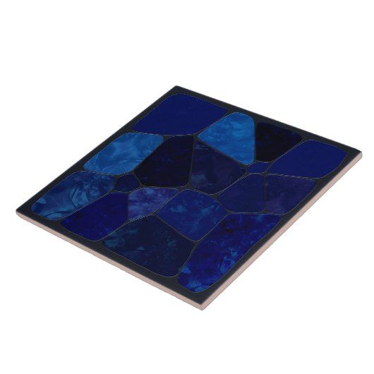 Dark Blue Marble Mosaik abstrakte Kunst Fliese (Seite)
