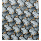 Dark Blue Marble Texture with Liquid Gold Veins Duschvorhang (Vorderseite)