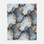 Dark Blue Marble Texture with Liquid Gold Veins Fleecedecke (Vorderseite)