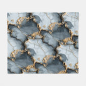 Dark Blue Marble Texture with Liquid Gold Veins Fleecedecke (Vorderseite (Horizontal))