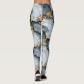 Dark Blue Marble Texture with Liquid Gold Veins Leggings (Rückseite)