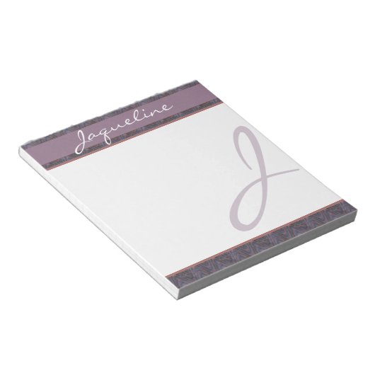 Dark Blue Mauve Rust Monogram Notizblock (angewinkelt)