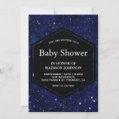 Dark Blue Midnight Starry Sky Baby Dusche Einladung (Vorderseite)