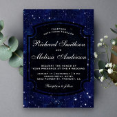 Dark Blue Midnight Starry Sky Wedding Einladung