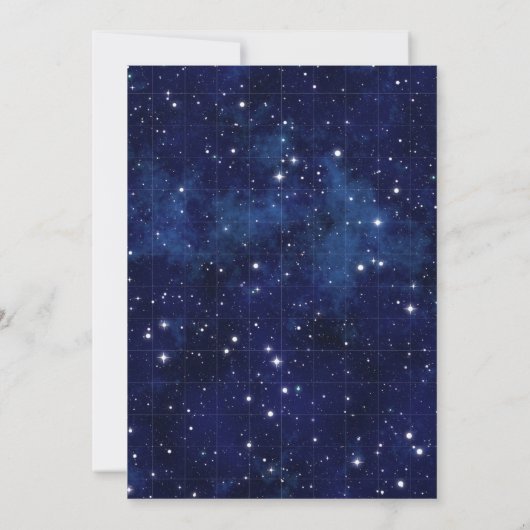 Dark Blue Midnight Starry Sky Wedding Einladung (Rückseite)