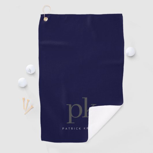 Dark Blue Minimalistisch Monogram Initials Golfhandtuch (Insitu)