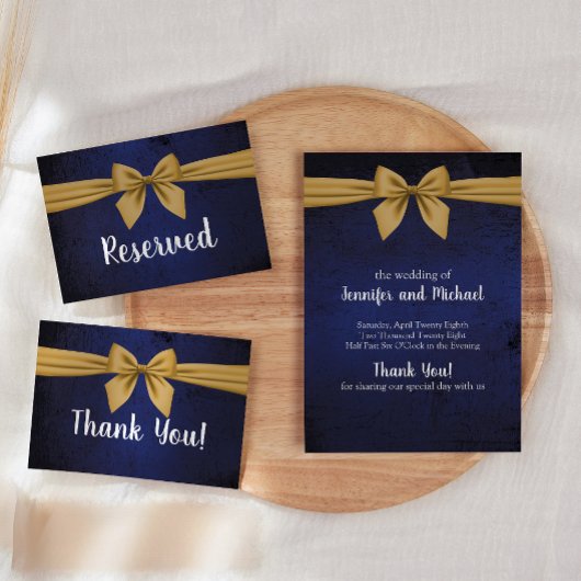 Dark Blue mit Gold Bow Programm Hochzeit