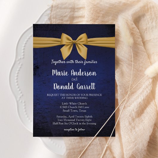 Dark Blue mit Gold Bow Programm Hochzeit