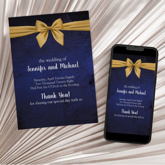 Dark Blue mit Gold Bow Programm Hochzeit