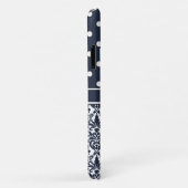 Dark Blue Mit Monogramm Damask Polka Dots Muster Case-Mate iPhone Hülle (Hinten/Rechts)