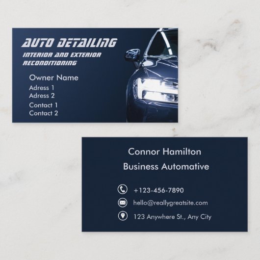 Dark Blue Modern Business Card Visitenkarte (Vorne/Hinten)