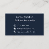 Dark Blue Modern Business Card Visitenkarte (Rückseite)