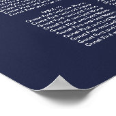 Dark Blue Modern Diamond Wedding Chart Poster (Ecke)