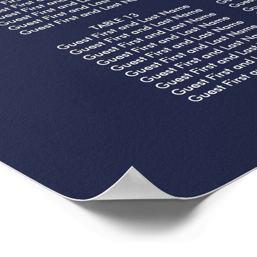 Dark Blue Modern Diamond Wedding Chart Poster (Ecke)