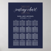 Dark Blue Modern Diamond Wedding Chart Poster (Vorne)