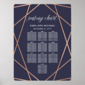 Dark Blue Modern Diamond Wedding Chart Poster (Vorne)