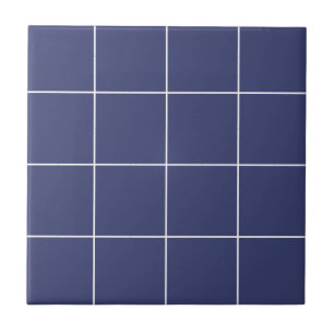 Dark Blue Modern Geometric Grid Simple Retro Fliese