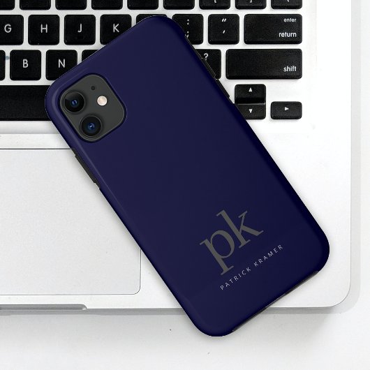 Dark Blue Modern Minimalistisch Simple Monogram Case-Mate iPhone Hülle