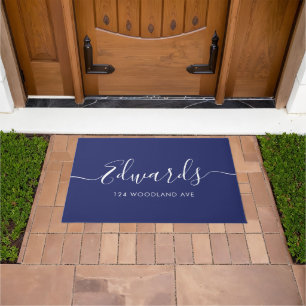 Dark Blue Modern Script Personalisiert Doormat Fußmatte
