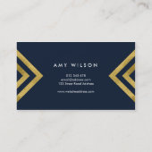 Dark Blue Modern und Imitate Gold Geometric Design Visitenkarte (Rückseite)