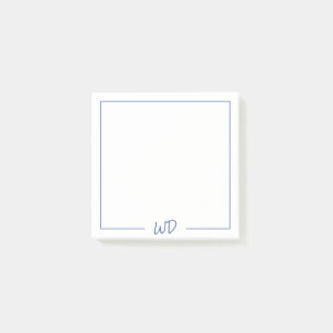 Dark Blue Monogram Initials Post-it Klebezettel