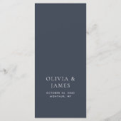 Dark Blue Moody Botanical Overlay Wedding Menükarte (Rückseite)