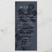 Dark Blue Moody Botanical Overlay Wedding Menükarte (Vorderseite)