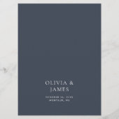 Dark Blue Moody Botanical Overlay Wedding Menükarte (Rückseite)