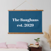 Dark Blue Nautical Family Tapestry Wandteppich Mit Holzrahmen (Schlafzimmer)