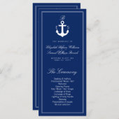 Dark Blue Nautical Wedding Program Rack Cards Programm (Vorne/Hinten)