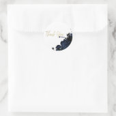 Dark Blue Navy Blume Floral Gothic Glam Gefallen Runder Aufkleber (Tasche)