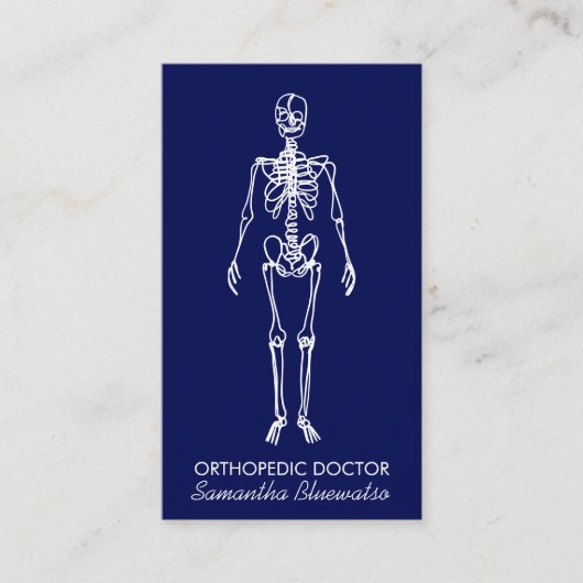Dark Blue Navy Doktor Skeleton orthopädisch Visitenkarte (Vorderseite)