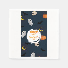 Dark Blue Niedlich Pumpkin Ghost Moon Halloween Serviette