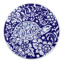 Dark Blue Niedlich Turtle Woodland Animal Floral