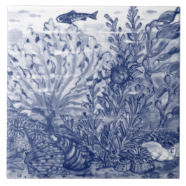 Dark Blue Ocean Scene Crab Mural PC#2 C Fliese