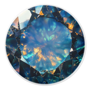 Dark Blue Opal Muster Keramikknauf