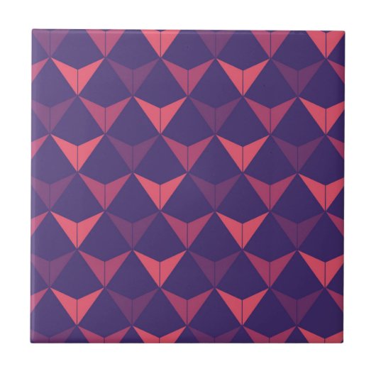 Dark Blue Orange Geometric Triangle Pattern Fliese (Vorderseite)