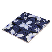 Dark Blue Orchid Elegante Blume Fraktal Muster Fliese (Seite)
