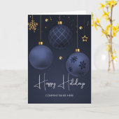 Dark Blue Ornaments Company Holiday Karte (Gelbe Blume)