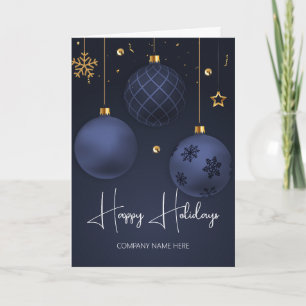 Dark Blue Ornaments Company Holiday Karte