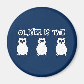 Dark Blue Owl Birthday Magnet (Vorne)