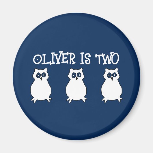 Dark Blue Owl Birthday Magnet (Vorne)