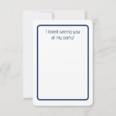 Dark Blue Owl Birthday Party Dankeskarte (Rückseite)