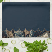 Dark Blue Paisley Gemustert Accent Geschirrtuch (Gefaltet)