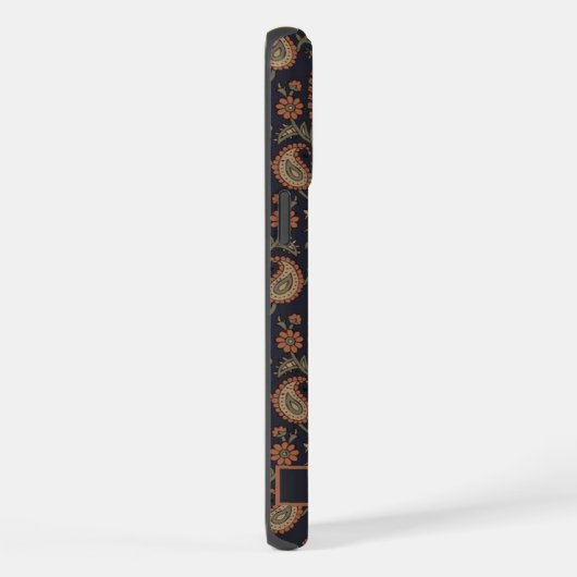 Dark Blue Paisley Muster individuell anpassbar iPhone Hülle (Rechte Seite)