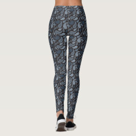 Dark Blue Paisley Pattern Leggings