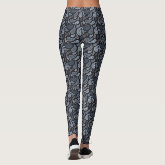 Dark Blue Paisley Pattern Leggings (Rückseite)