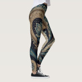Dark Blue Paisley Pattern Retro Chic Boho Leggings (Rechts)